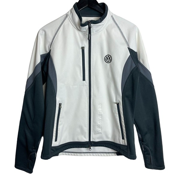 Volkswagen Jackets & Blazers - Volkswagen Jacket White Gray Jacket Full Zip Pockets VW Logo Long Sleeve Sz M